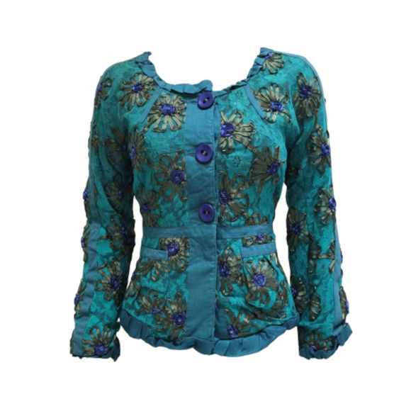 Marc Jacobs Floral Embroidered Jacket – Size 6 – Vintage/Archive – Green/Blue - Picture 2 of 11